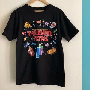 7-11 Tetris Black Cotton Tee Shirt Size Medium Unisex / Mens